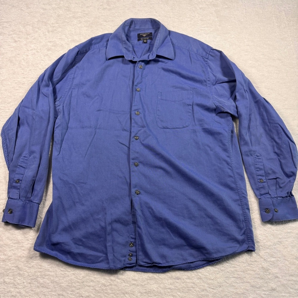 Dockers Mens Blue 100% Cotton Twill Button Down Shirt Large 16-16.5 34/35